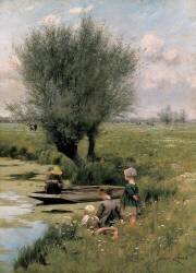 Près de la rivière (Emile Claus) - Muzeo.com