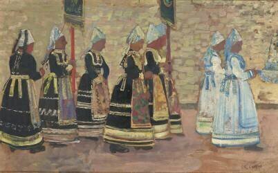 Procession de la Vierge de la mer - Triptyque (panneau gauche) (Charles Cottet) - Muzeo.com