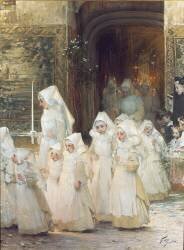 Procession des jeunes filles le jour de la confirmation (Henri Jules Jean Geoffroy) - Muzeo.com