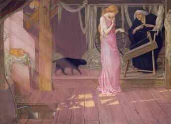 La Belle au bois dormant : La princesse se pique le doigt (John Dickson Batten) - Muzeo.com