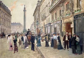 Ouvriers quittant la maison Paquin, rue de la Paix (Jean Béraud) - Muzeo.com