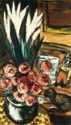Nature morte avec des roses rouges et Butchy (Max Beckmann) - Muzeo.com