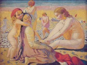 Sur la plage avec un chapeau rouge (Maurice Denis) - Muzeo.com