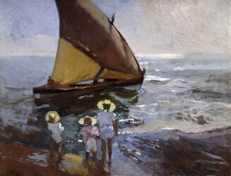 Sur la plage de Valence (Joaquin Sorolla y Bastida) - Muzeo.com