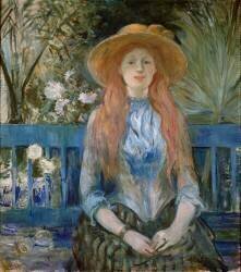 Sur un banc, jeune fille dans un parc (Berthe Morisot) - Muzeo.com