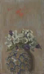 Sweet Violets - White and Blue Biolets in a Patterned Bowl (Walter Richard Sickert) - Muzeo.com