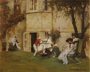 Tea in the Garden (Albert Chevallier Tayler) - Muzeo.com