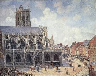 The Church of Saint Jacques in Dieppe in the Morning Sun (Camille Pissarro) - Muzeo.com