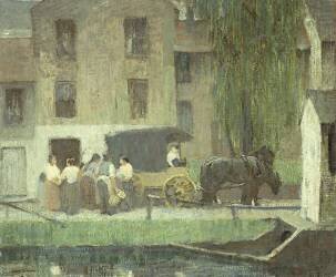 La charrette du colporteur sur le canal (Robert Spencer) - Muzeo.com