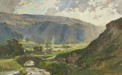 The Sun-Veiled Hills of Wharfedale (Bertram Priestman) - Muzeo.com