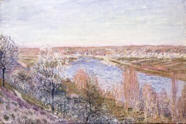 The Village of Champagne at Sunset-April (Alfred Sisley) - Muzeo.com