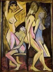 Trois Nus face au miroir (Otto Mueller) - Muzeo.com