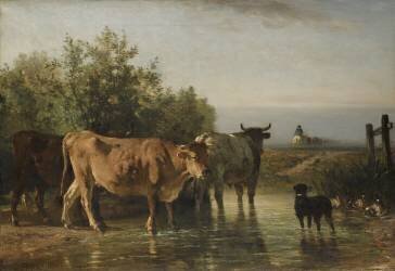 Troupeau passant le gué (Constant Troyon) - Muzeo.com