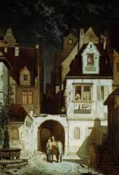 Un coin d'une ville allemande au clair de lune (Carl Spitzweg) - Muzeo.com