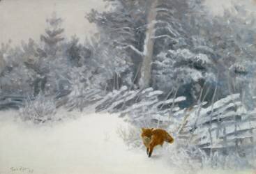 Un renard dans la forêt d'hiver (Bruno Liljefors) - Muzeo.com