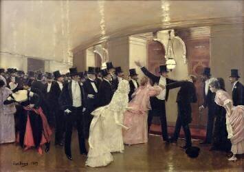Une dispute dans les couloirs de l'opéra (Jean Béraud) - Muzeo.com