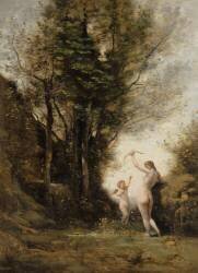 Une nymphe jouant avec l'Amour (Jean-Baptiste Camille Corot) - Muzeo.com