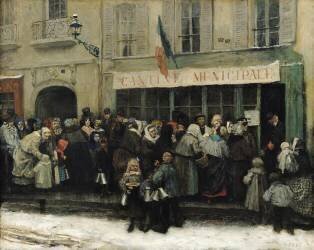 Une soupe populaire pendant le siège de Paris (Henri Pille) - Muzeo.com