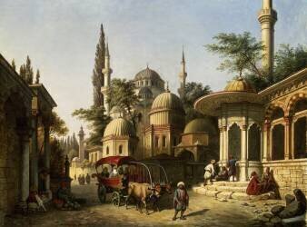 Une vue d'une mosquée à Istanbul (August Finke) - Muzeo.com