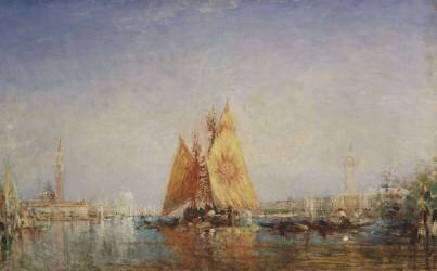 Venise, Trabacco à la voile jaune (Félix Ziem) - Muzeo.com