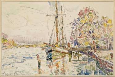 Vue de Bayonne, l'Adour avec un voilier, 9 avril 1924 (Paul Signac) - Muzeo.com