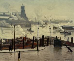 Vue de l'entrepôt Kaispeicher avec la tour de la boule de temps depuis le Vorsetzen (Albert Marquet) - Muzeo.com