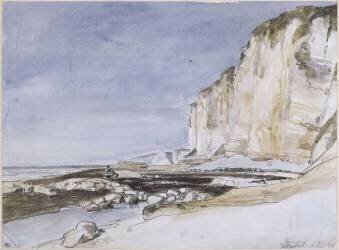 Vue des Falaises et de la plage d'Etretat (Johan Barthold Jongkind) - Muzeo.com