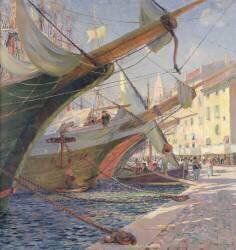 Vue d'un port méditerranéen (Frédéric Montenard) - Muzeo.com
