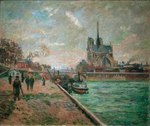 Vue sur Notre-Dame depuis les berges de la Seine (Armand Guillaumin) - Muzeo.com