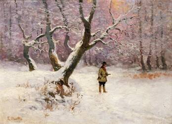 Paysage d'hiver avec les chasseurs (Ludvig Munthe) - Muzeo.com