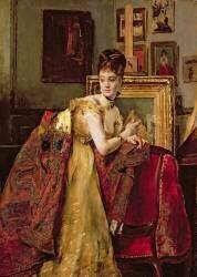 Woman with an Indian shawl in a studio (Alfred Stevens) - Muzeo.com
