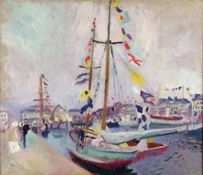 Yacht pavoisé ancré au Havre (Raoul Dufy) - Muzeo.com