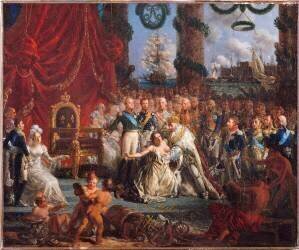 Allégorie au Retour des Bourbons le 24 avril 1814 : Louis XVIII relevant la France de ses ruines (Louis-Philippe Crépin) - Muzeo.com