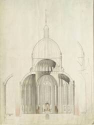 Basilique Sainte-Clotilde de Reims : coupe transversale (Alphonse Gosset) - Muzeo.com