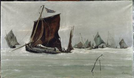Bateaux de pêche rentrant à Berck (Pas-de-Calais) (Ludovic Lepic) - Muzeo.com