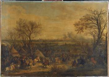 Camp de l'armée française commandée par Louis XIV devant Cambrai le 22 mars 1677 (Jean-Baptiste Martin l'Ancien) - Muzeo.com
