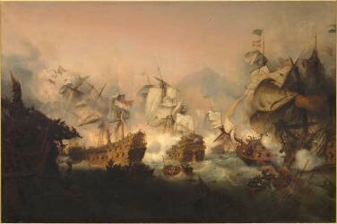 Combat naval devant Agosta (Augusta) en Sicile dans le golfe de Messine, 21 avril 1676 (Ambroise-Louis Garneray) - Muzeo.com