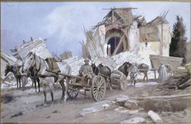 Eglise de Corcy (Oise), juillet 1918 (François Flameng) - Muzeo.com