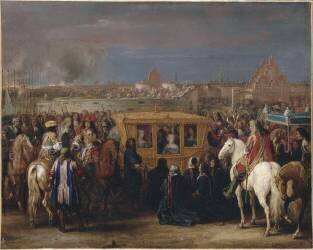 Entrée solennelle du roi Louis XIV et de la reine Marie-Thérèse à Douai, le 23 août 1667 (Adam Frans van der Meulen) - Muzeo.com