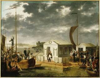 Entrevue de Napoléon Ier et du tsar Alexandre Ier de Russie sur le Niemen le 25 juin 1807 (Adolphe Roehn) - Muzeo.com