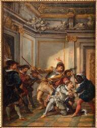 Esquisse pour l'assassinat du duc de Guise (Jean-François de Troy) - Muzeo.com