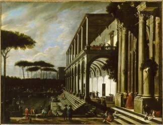 Fête dans le jardin d'un palais dit 