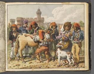 Gitans et maquignon maquignonnant un mulet (Charles-Stanislas L'Eveillé) - Muzeo.com