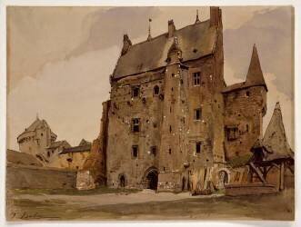 Intérieur de la cour du château de Vitré (Eugène Isabey) - Muzeo.com