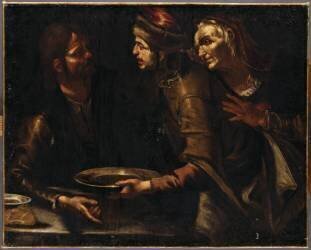 Jacob offre le plat de lentilles à Esaü contre le droit d'aînesse (Gioacchino Assereto) - Muzeo.com
