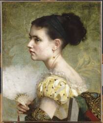 La femme à l'éventail (Gustave-Jean Jacquet) - Muzeo.com