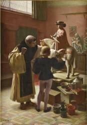 La leçon d'enluminure (Auguste Félix Bauer) - Muzeo.com