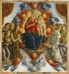 La Vierge et l'Enfant en gloire entourés d'anges, de sainte Marie-Madeleine et de saint Bernard (Francesco Botticini) - Muzeo.com