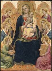 La Vierge et l'Enfant entourés de huit anges (centre de triptyque) (Tommaso del Mazza) - Muzeo.com