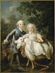Le comte d'Artois enfant (futur roi Charles X) (1757-1836) et sa soeur Marie-Clotilde-Xavière (François-Hubert Drouais) - Muzeo.com